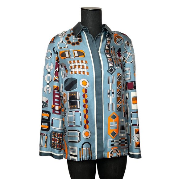 Hermes NWT Luxurious Silk Twill Buckles Blouse Shirt Size 38 Made In France - Picture 10 of 14